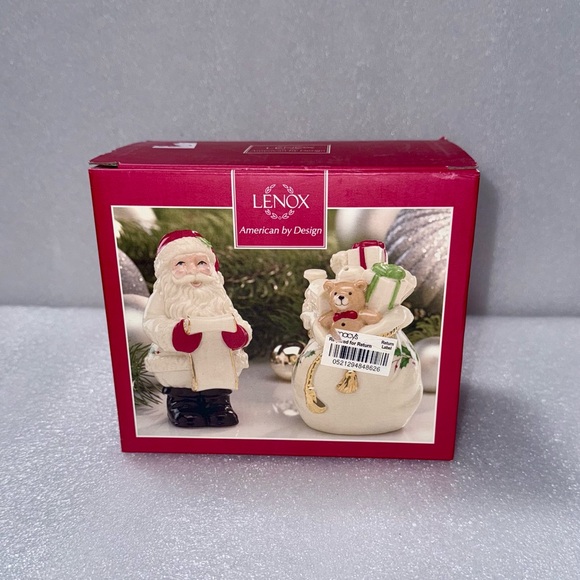 Lenox Holiday Santa and Gift Salt & Pepper Shakers. NIB - Picture 2 of 5